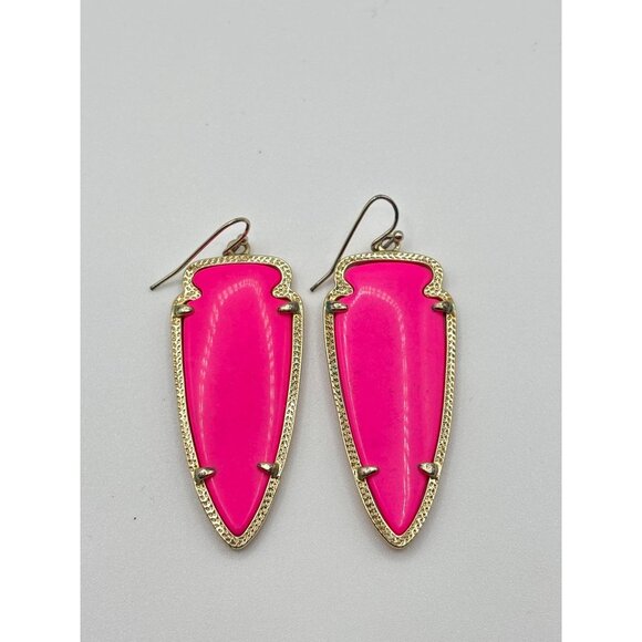 Kendra Scott Pink Drop Earrings Gold Plated Teardrop Shape - Picture 1 of 5